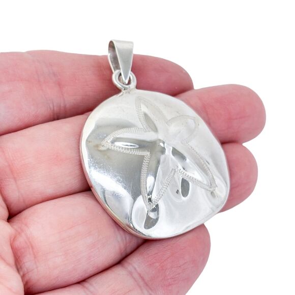 Vintage Mexico ATI Sterling Silver 925 Sand Dollar Pendant - Picture 1 of 7